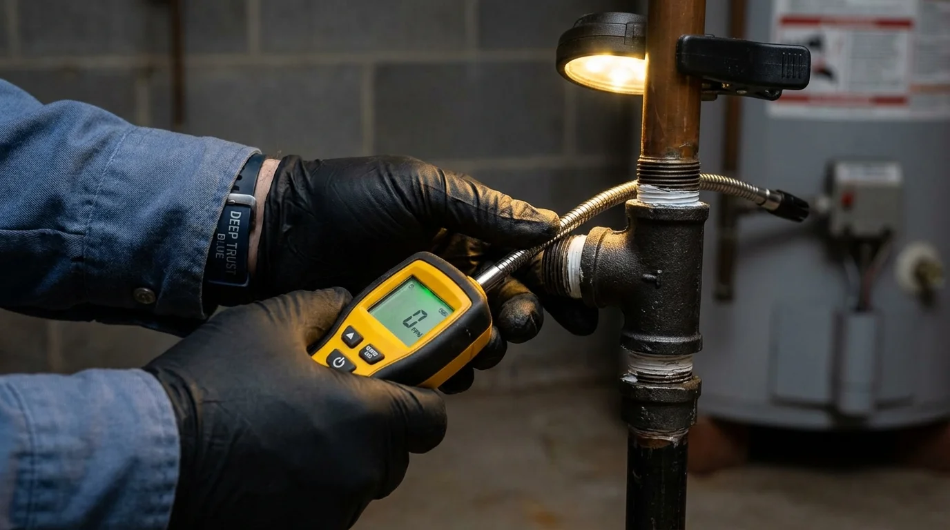 Gas leak detection with electronic sniffer by Johns Plumbing LLC in Staunton